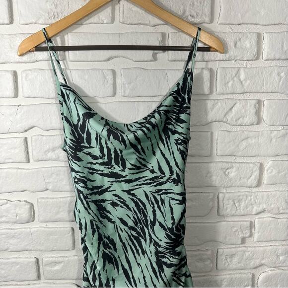 WAYF Leola Ruched Zebra Camisole Slip Dress Size XS - Picture 9 of 10